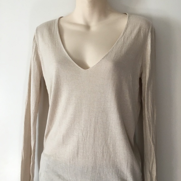 ZADIG & VOLTAIRE Cream Cotton Blend Deep V Sweater S - Diamante Eagle On… - Picture 2 of 5